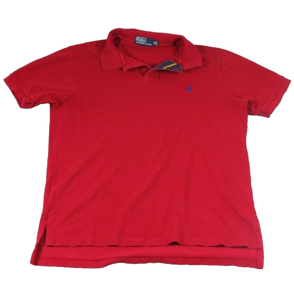 Polo Ralph Lauren Shirt Men XL Red Pique Cotton Short Sleeve Striped Placket Top